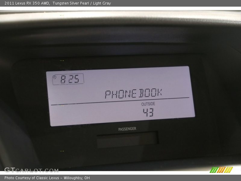 Tungsten Silver Pearl / Light Gray 2011 Lexus RX 350 AWD