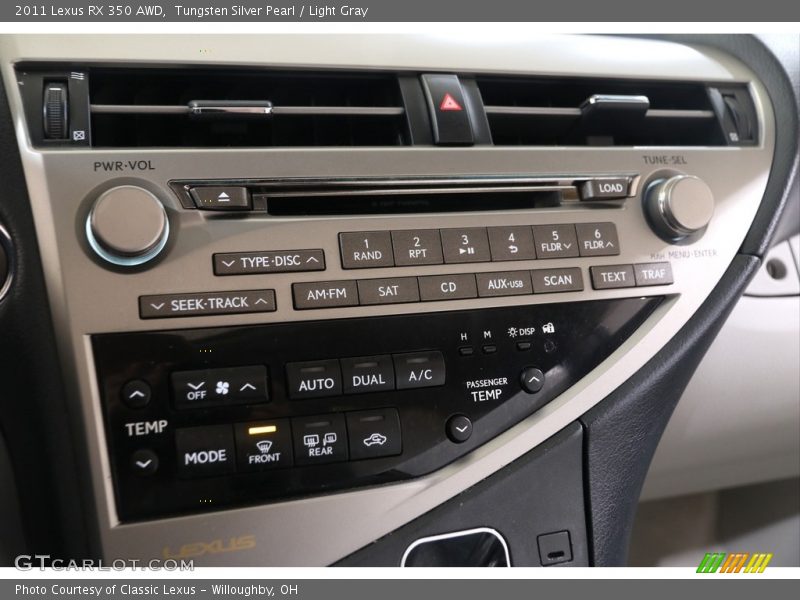 Tungsten Silver Pearl / Light Gray 2011 Lexus RX 350 AWD