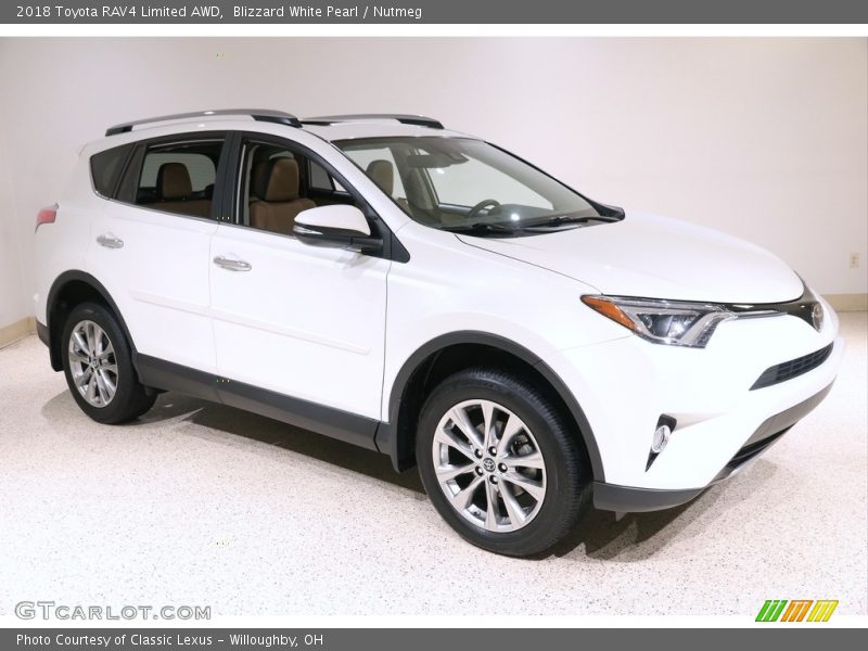 Blizzard White Pearl / Nutmeg 2018 Toyota RAV4 Limited AWD