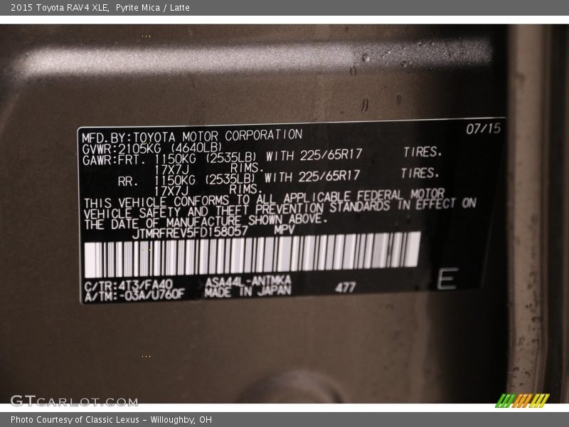 Pyrite Mica / Latte 2015 Toyota RAV4 XLE