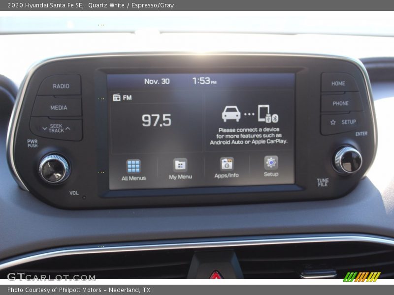 Quartz White / Espresso/Gray 2020 Hyundai Santa Fe SE