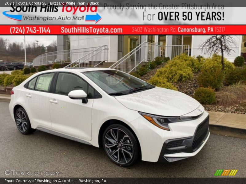 Blizzard White Pearl / Black 2021 Toyota Corolla SE