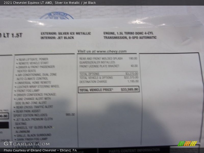 Silver Ice Metallic / Jet Black 2021 Chevrolet Equinox LT AWD