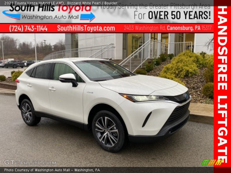 Blizzard White Pearl / Boulder 2021 Toyota Venza Hybrid LE AWD