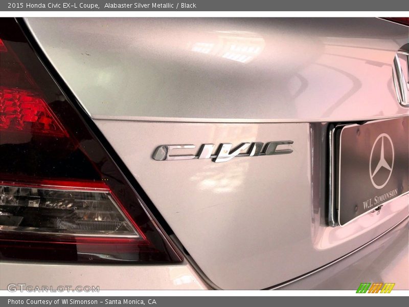 Alabaster Silver Metallic / Black 2015 Honda Civic EX-L Coupe