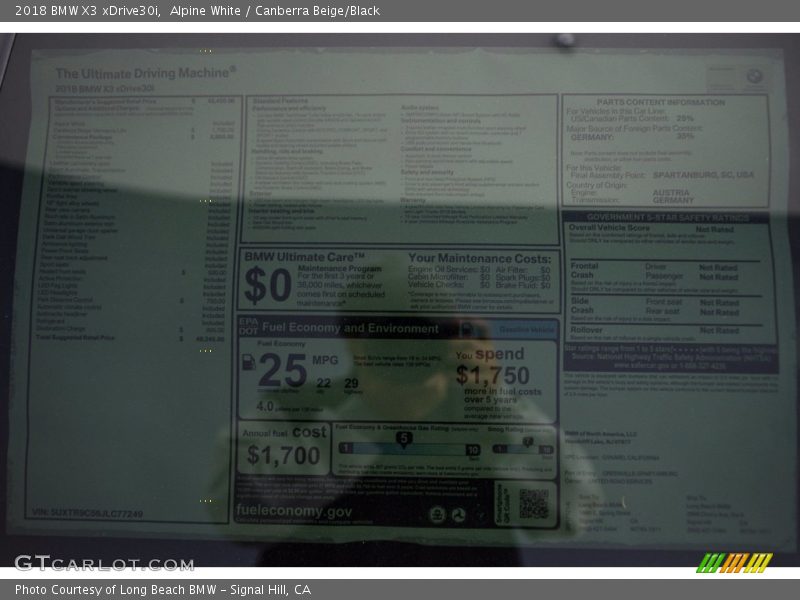 Alpine White / Canberra Beige/Black 2018 BMW X3 xDrive30i