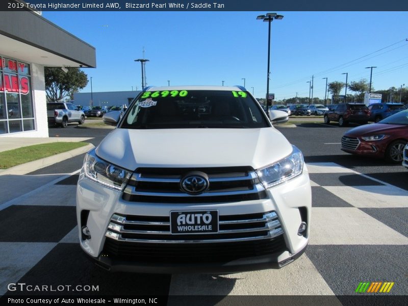 Blizzard Pearl White / Saddle Tan 2019 Toyota Highlander Limited AWD
