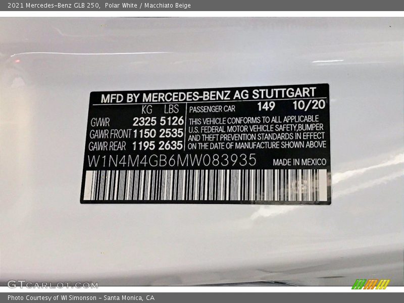 Polar White / Macchiato Beige 2021 Mercedes-Benz GLB 250