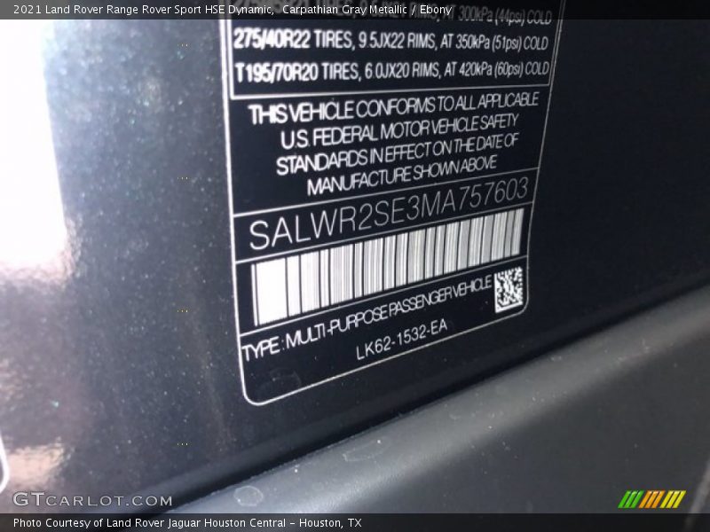 Carpathian Gray Metallic / Ebony 2021 Land Rover Range Rover Sport HSE Dynamic