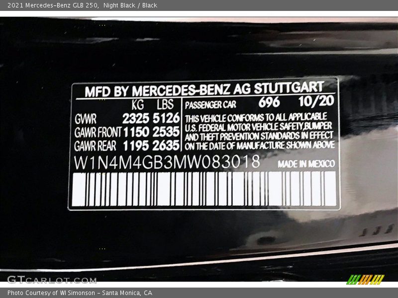 Night Black / Black 2021 Mercedes-Benz GLB 250