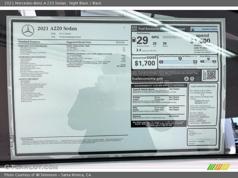 Night Black / Black 2021 Mercedes-Benz A 220 Sedan