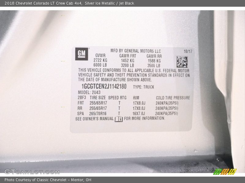 Silver Ice Metallic / Jet Black 2018 Chevrolet Colorado LT Crew Cab 4x4