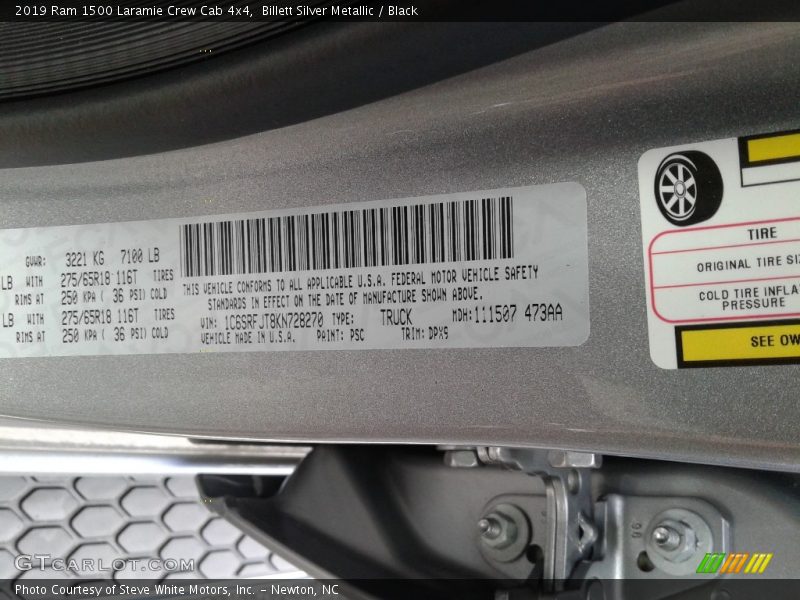 Billett Silver Metallic / Black 2019 Ram 1500 Laramie Crew Cab 4x4