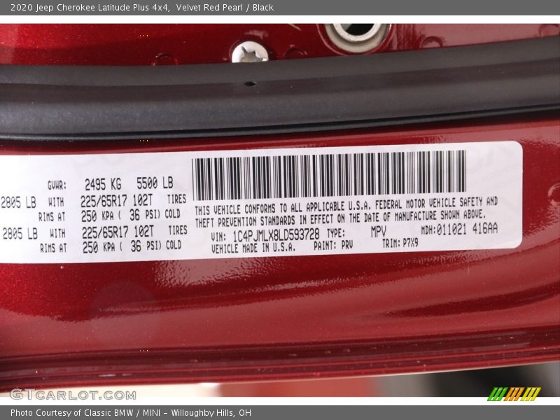 Velvet Red Pearl / Black 2020 Jeep Cherokee Latitude Plus 4x4