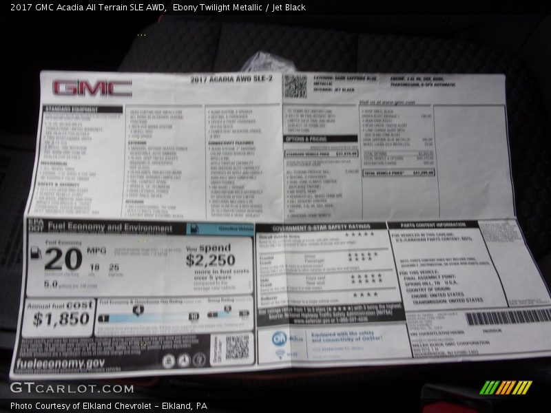 Ebony Twilight Metallic / Jet Black 2017 GMC Acadia All Terrain SLE AWD