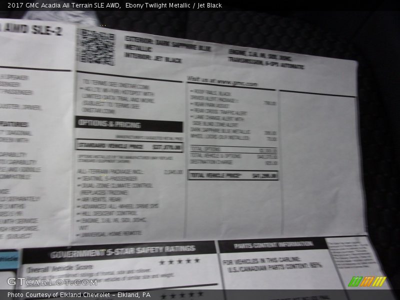 Ebony Twilight Metallic / Jet Black 2017 GMC Acadia All Terrain SLE AWD