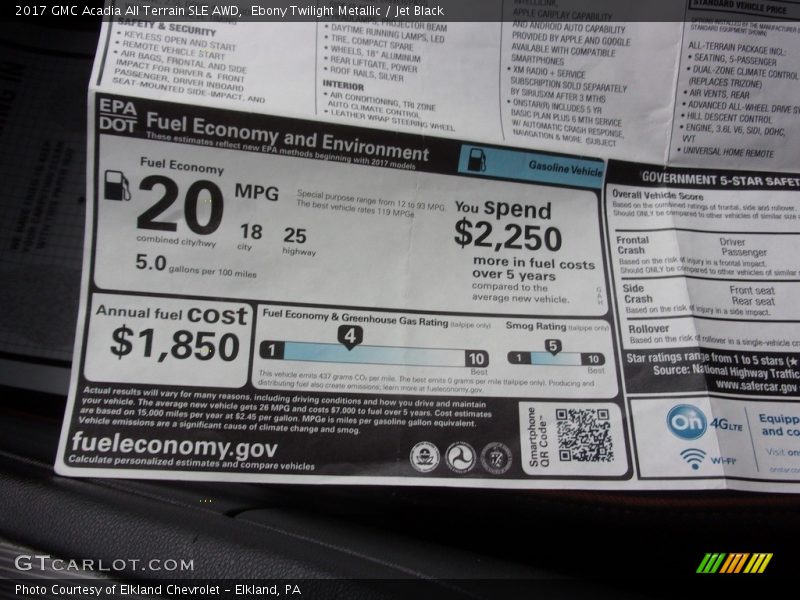 Ebony Twilight Metallic / Jet Black 2017 GMC Acadia All Terrain SLE AWD