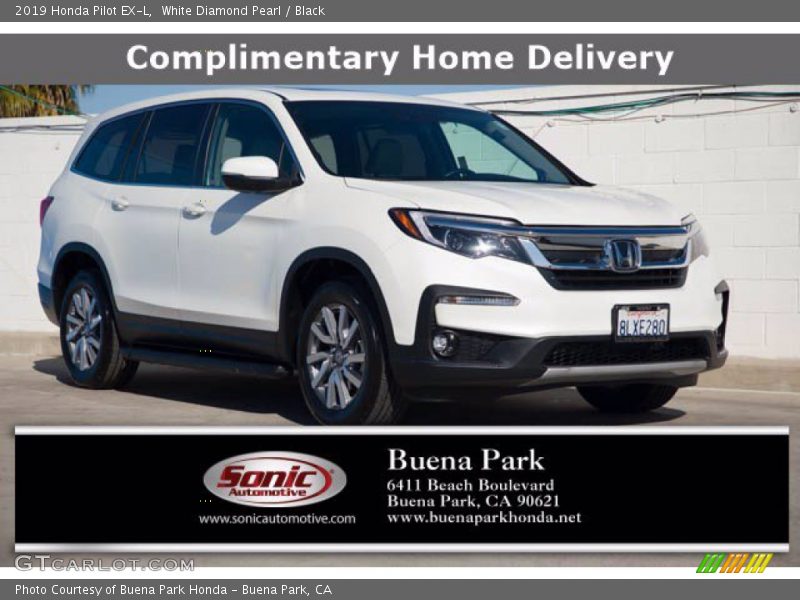 White Diamond Pearl / Black 2019 Honda Pilot EX-L