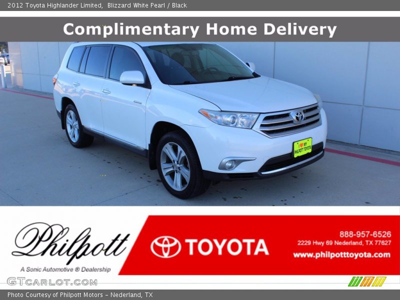 Blizzard White Pearl / Black 2012 Toyota Highlander Limited