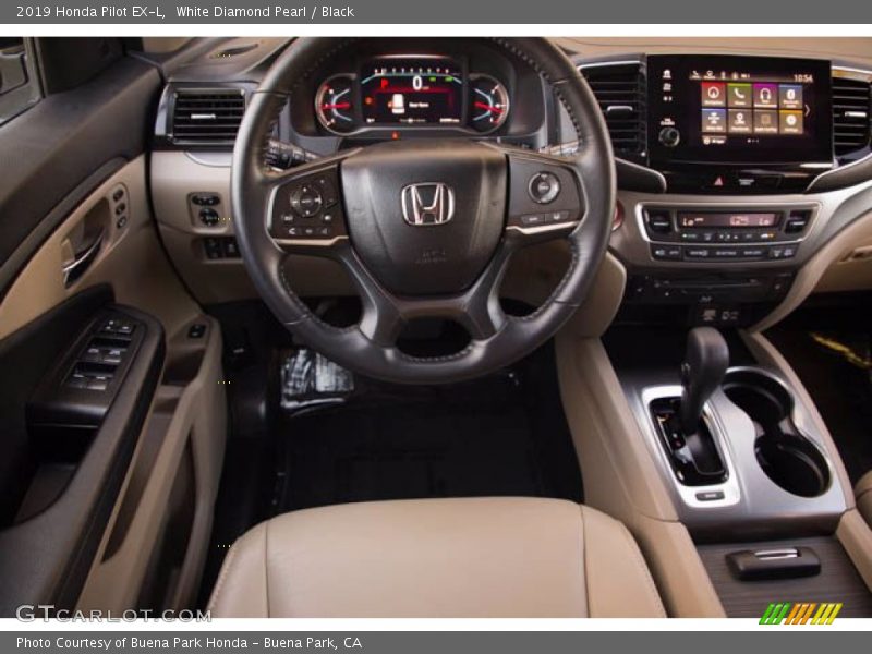 White Diamond Pearl / Black 2019 Honda Pilot EX-L