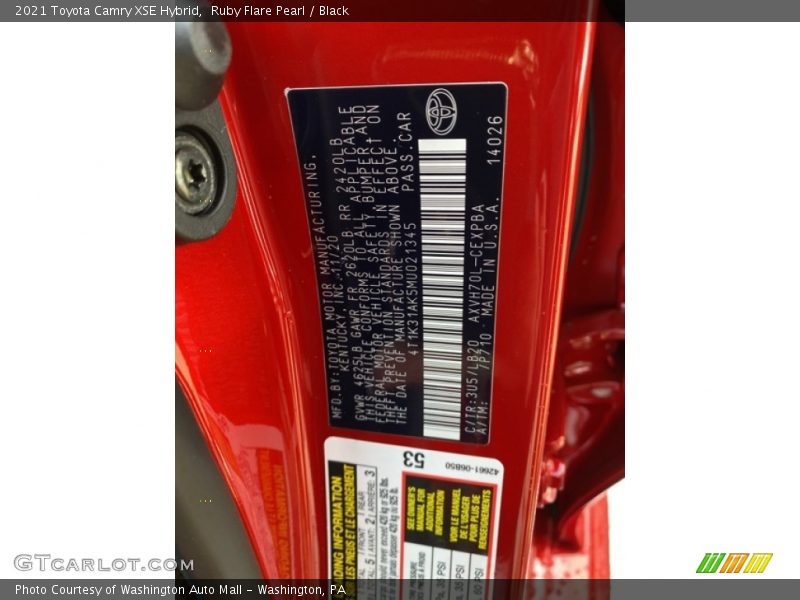 Ruby Flare Pearl / Black 2021 Toyota Camry XSE Hybrid