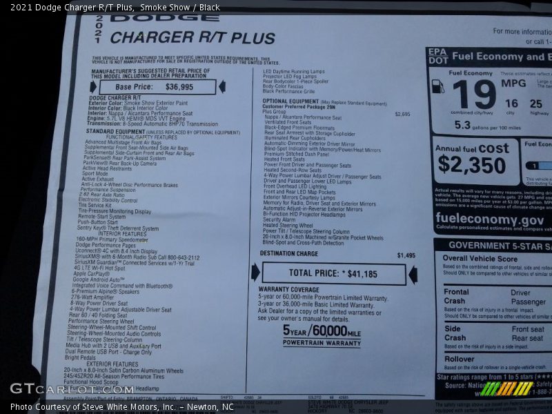  2021 Charger R/T Plus Window Sticker