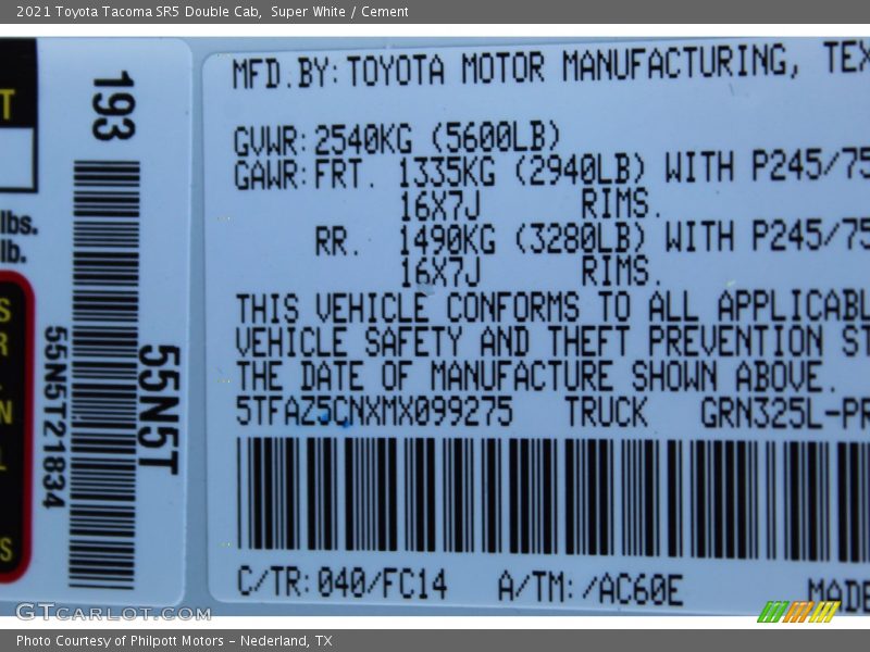 Super White / Cement 2021 Toyota Tacoma SR5 Double Cab