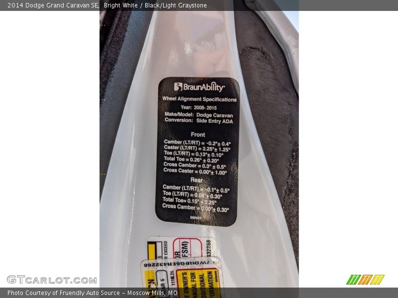 Bright White / Black/Light Graystone 2014 Dodge Grand Caravan SE