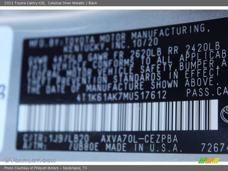 Celestial Silver Metallic / Black 2021 Toyota Camry XSE