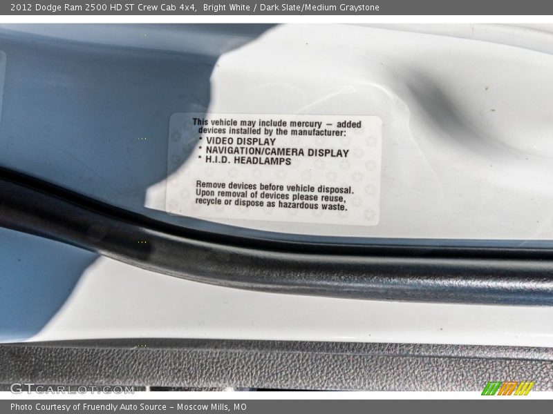 Bright White / Dark Slate/Medium Graystone 2012 Dodge Ram 2500 HD ST Crew Cab 4x4