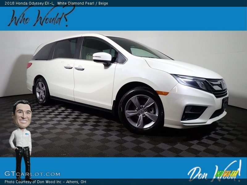 White Diamond Pearl / Beige 2018 Honda Odyssey EX-L