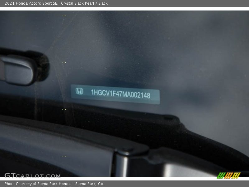 Crystal Black Pearl / Black 2021 Honda Accord Sport SE