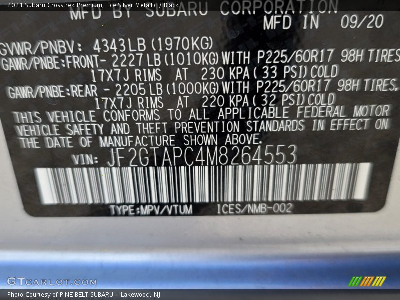 Ice Silver Metallic / Black 2021 Subaru Crosstrek Premium