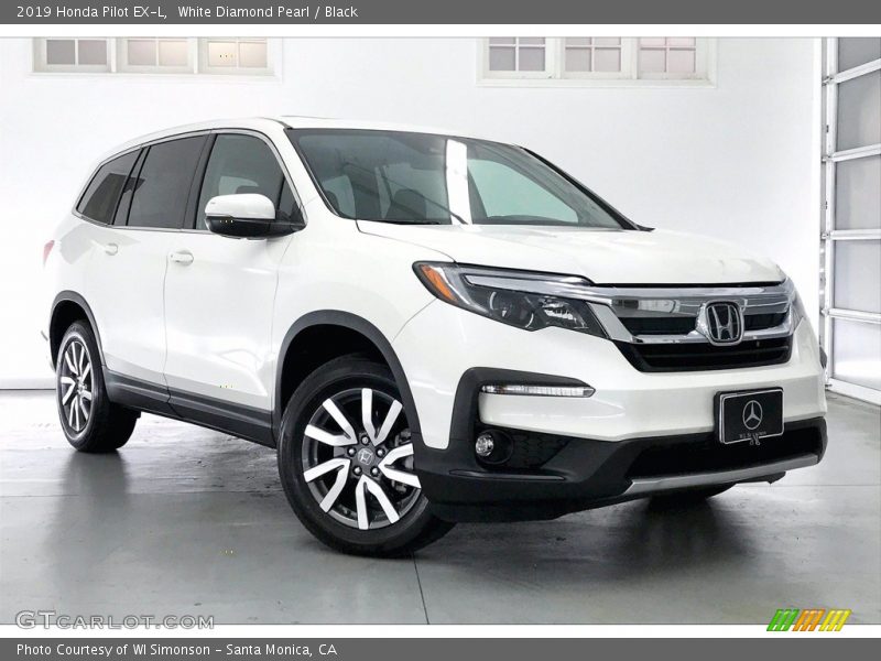 White Diamond Pearl / Black 2019 Honda Pilot EX-L