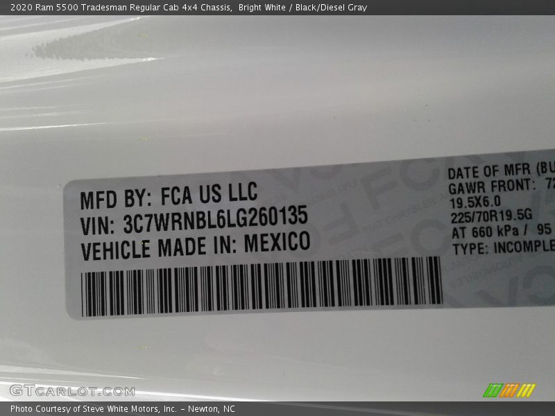 Bright White / Black/Diesel Gray 2020 Ram 5500 Tradesman Regular Cab 4x4 Chassis