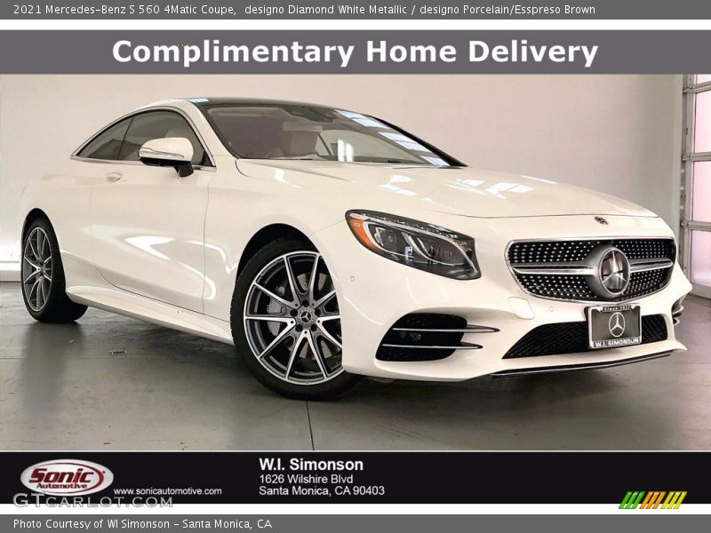 designo Diamond White Metallic / designo Porcelain/Esspreso Brown 2021 Mercedes-Benz S 560 4Matic Coupe
