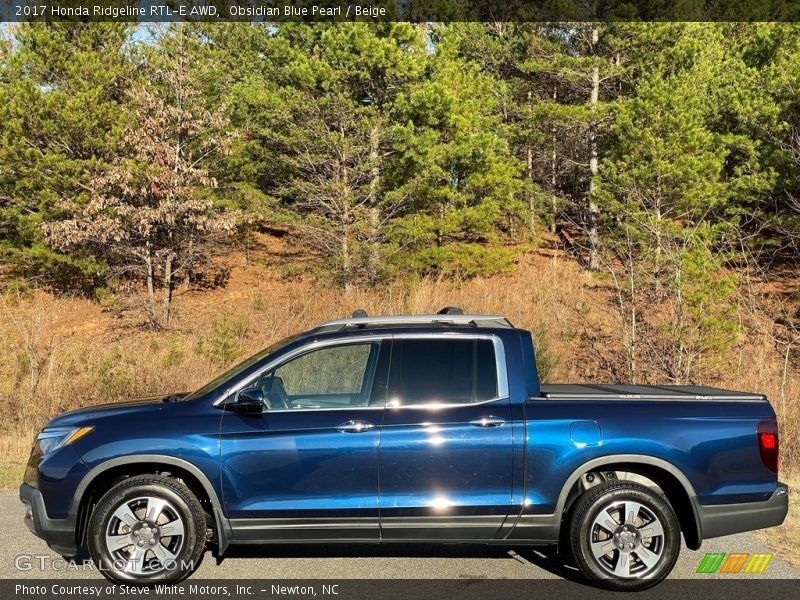Obsidian Blue Pearl / Beige 2017 Honda Ridgeline RTL-E AWD