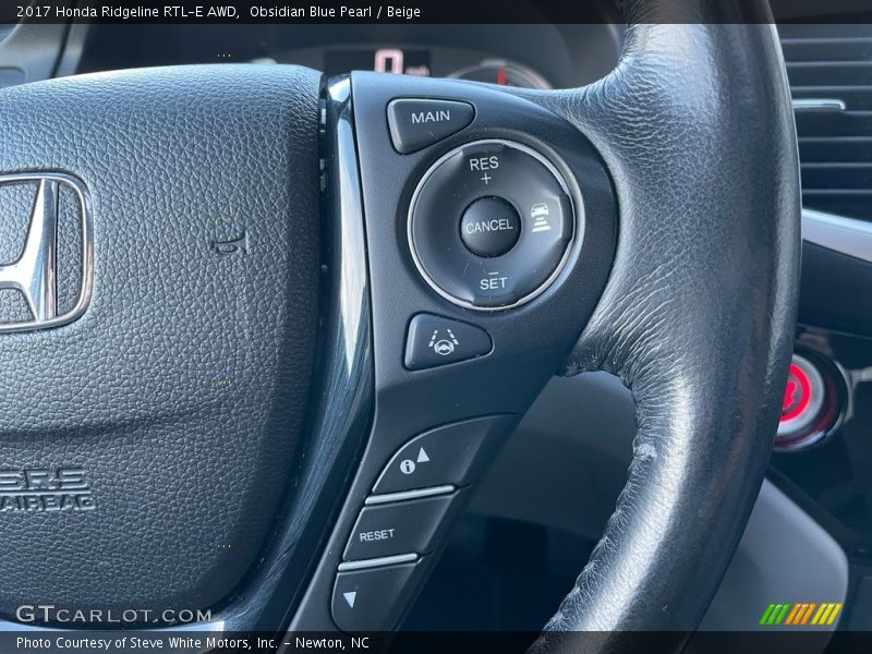 Obsidian Blue Pearl / Beige 2017 Honda Ridgeline RTL-E AWD