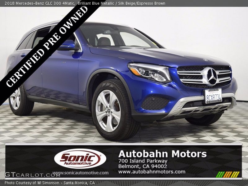 Brilliant Blue Metallic / Silk Beige/Espresso Brown 2018 Mercedes-Benz GLC 300 4Matic