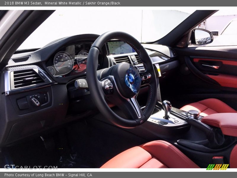 Mineral White Metallic / Sakhir Orange/Black 2018 BMW M3 Sedan