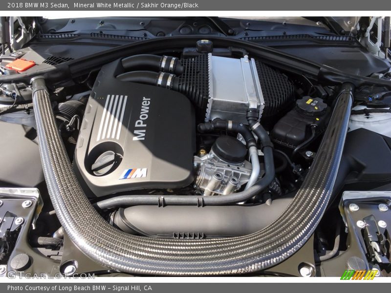 Mineral White Metallic / Sakhir Orange/Black 2018 BMW M3 Sedan