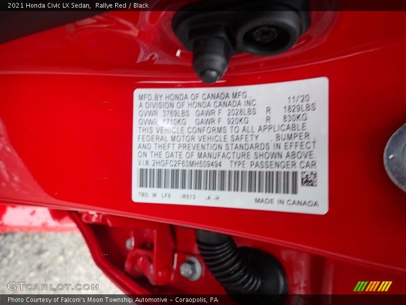 Rallye Red / Black 2021 Honda Civic LX Sedan