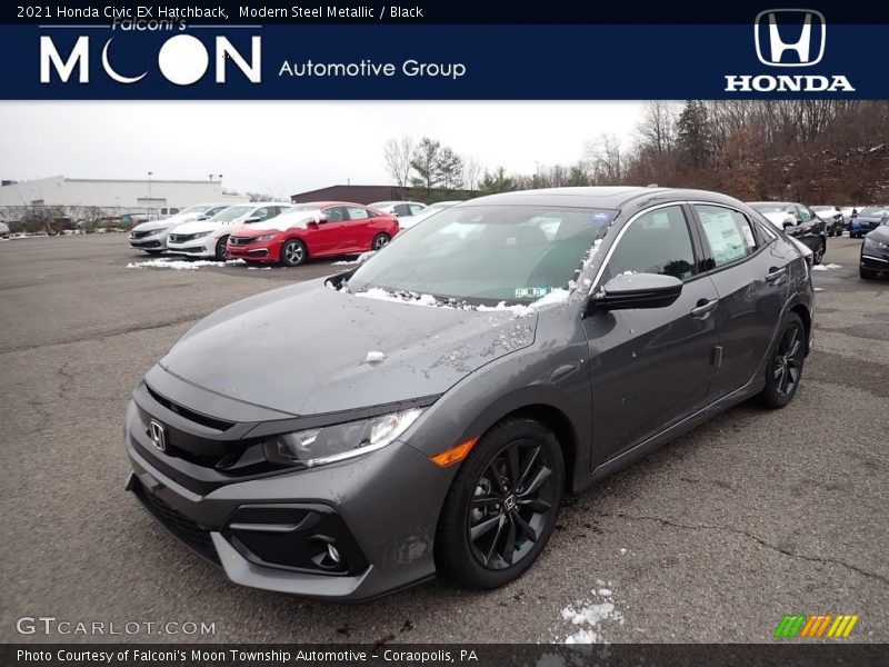 Modern Steel Metallic / Black 2021 Honda Civic EX Hatchback