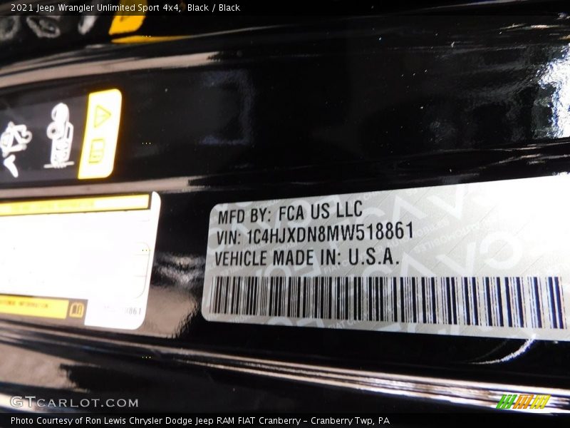 Black / Black 2021 Jeep Wrangler Unlimited Sport 4x4