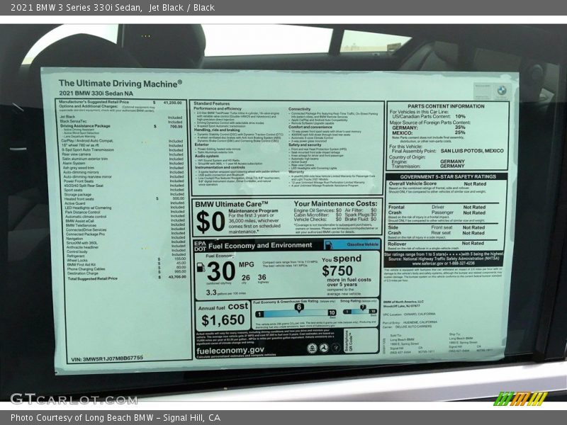 Jet Black / Black 2021 BMW 3 Series 330i Sedan