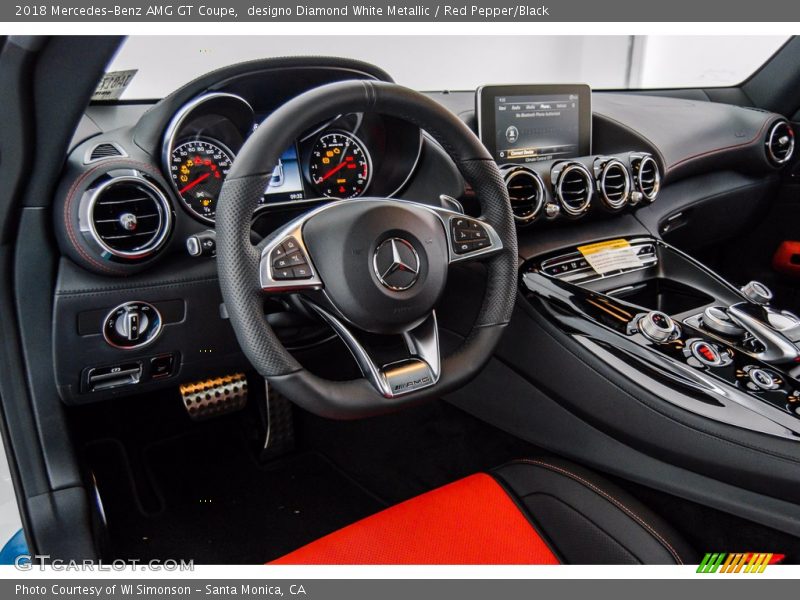 designo Diamond White Metallic / Red Pepper/Black 2018 Mercedes-Benz AMG GT Coupe