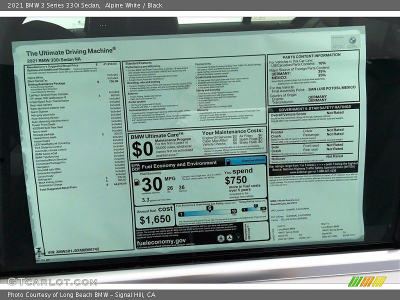 Alpine White / Black 2021 BMW 3 Series 330i Sedan