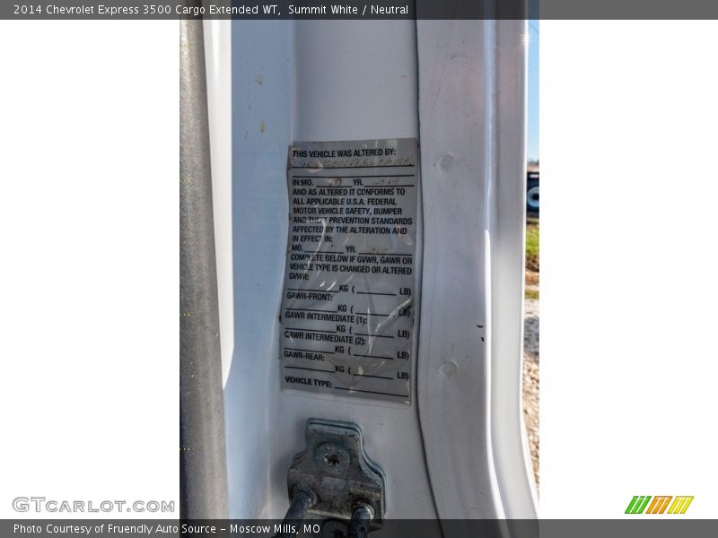 Summit White / Neutral 2014 Chevrolet Express 3500 Cargo Extended WT