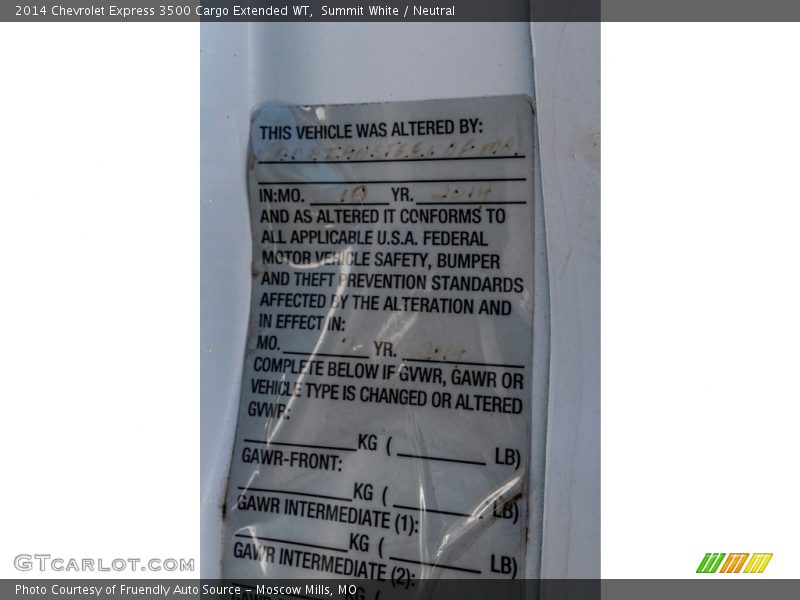 Summit White / Neutral 2014 Chevrolet Express 3500 Cargo Extended WT