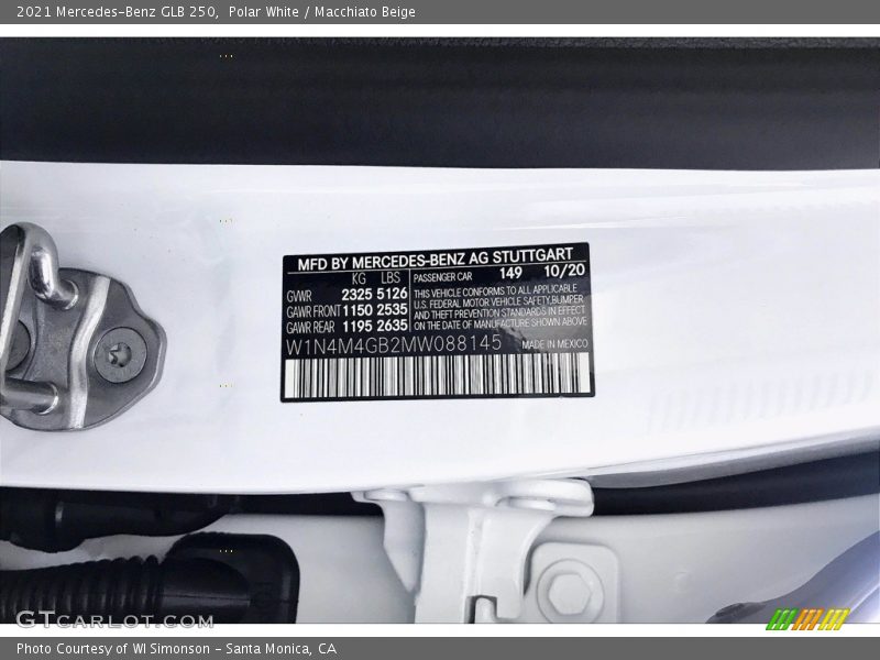 Polar White / Macchiato Beige 2021 Mercedes-Benz GLB 250